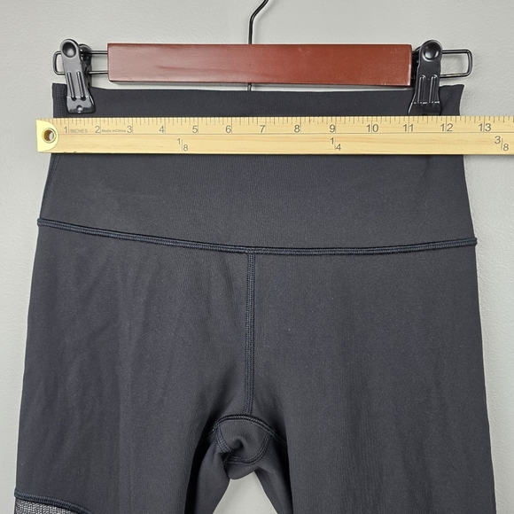 LULULEMON Athletic Leggings 28" Sheer Detailing Black Womens Size 6 Workout Yoga - Picture 5 of 8